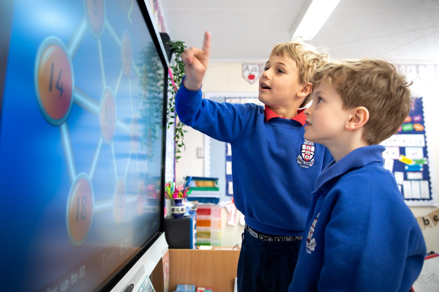 Pupils using a touch screen